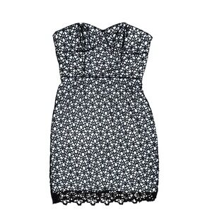 Cynthia Steffe Crochet Lace Cocktail Women Strapless Mini‎ Dress Black coquette
